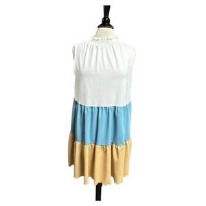 Carole Christian Women Sleeveless Color Block Tiered Dress Sz Large NEW